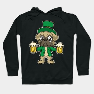 Irish Pug Dog Leprechaun St Patricks Day Beers Hoodie